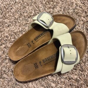 Birkenstock Light Green Sandals with Silver Buckle
